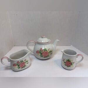 Corelle Coordinates Collection Elegant Rose teapot, creamer & gravy boat
